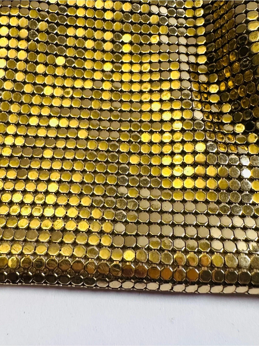 Vintage 1950s Whiting & Davis Gold Mesh Purse #2962 Pearlescent Clasp USA AS IS